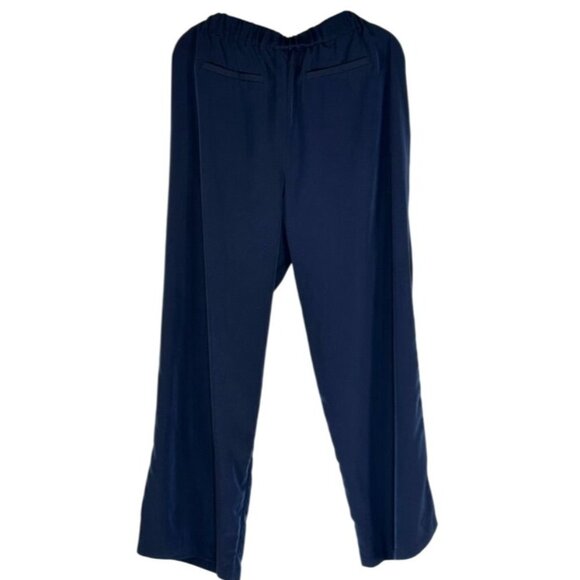 Michael Kors Size L Navy Blue Wide-Leg Drawstring Pants - Picture 2 of 6